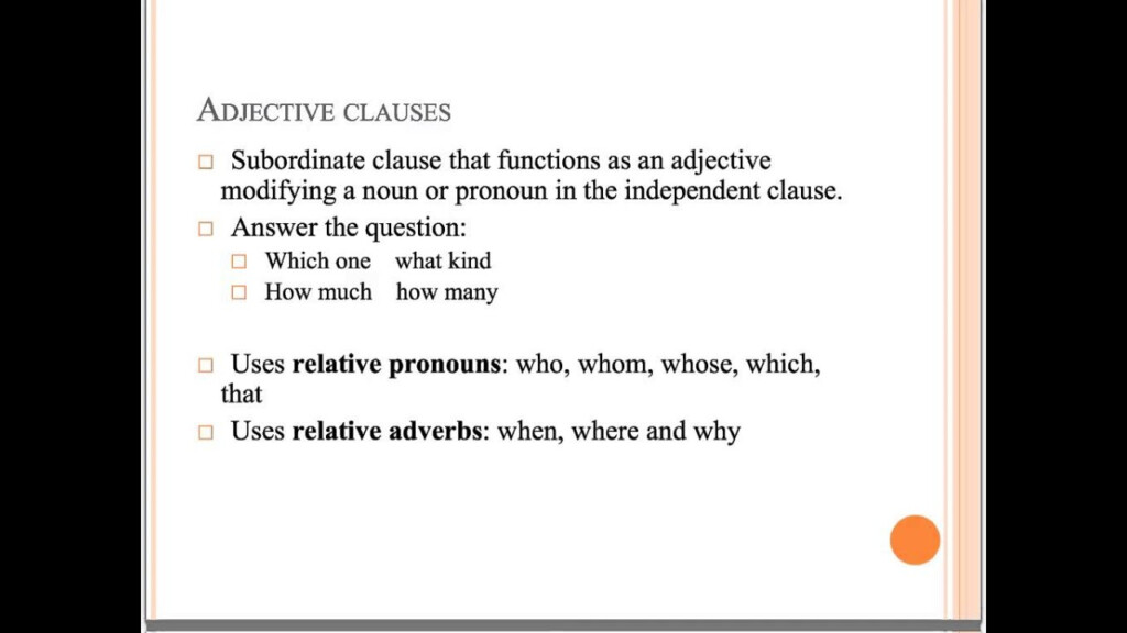 Adjective And Adverb Clauses YouTube