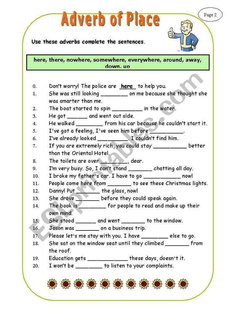 Adverb Of Place two Pages ESL Worksheet By Plakmutt In 2020