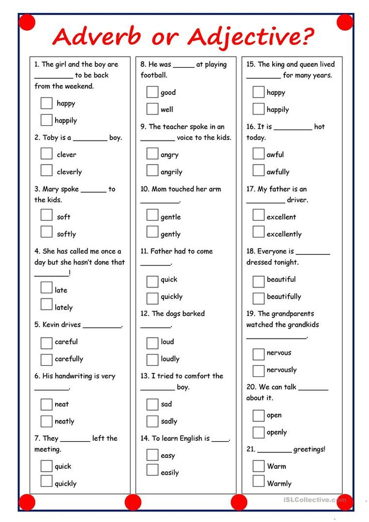 Adverbs That Modify Adjectives Worksheet