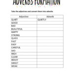 Adverbs Formation Worksheet