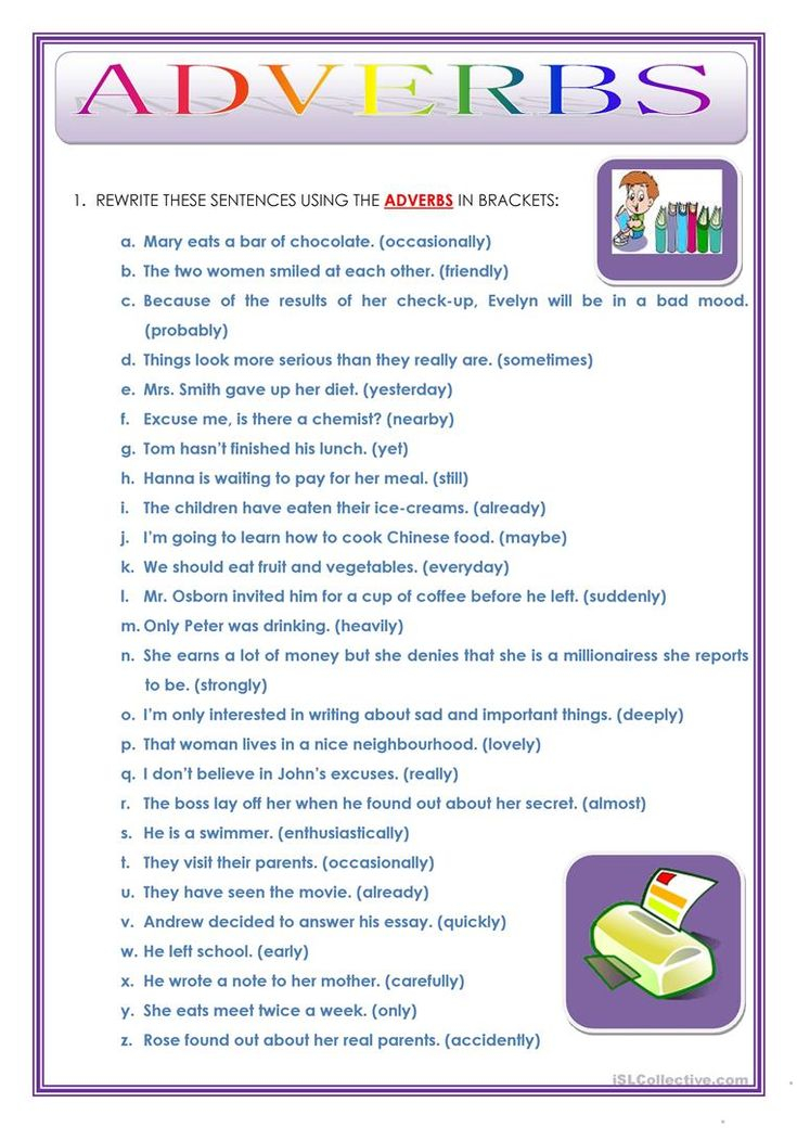 Recognizing Adverbs Worksheets