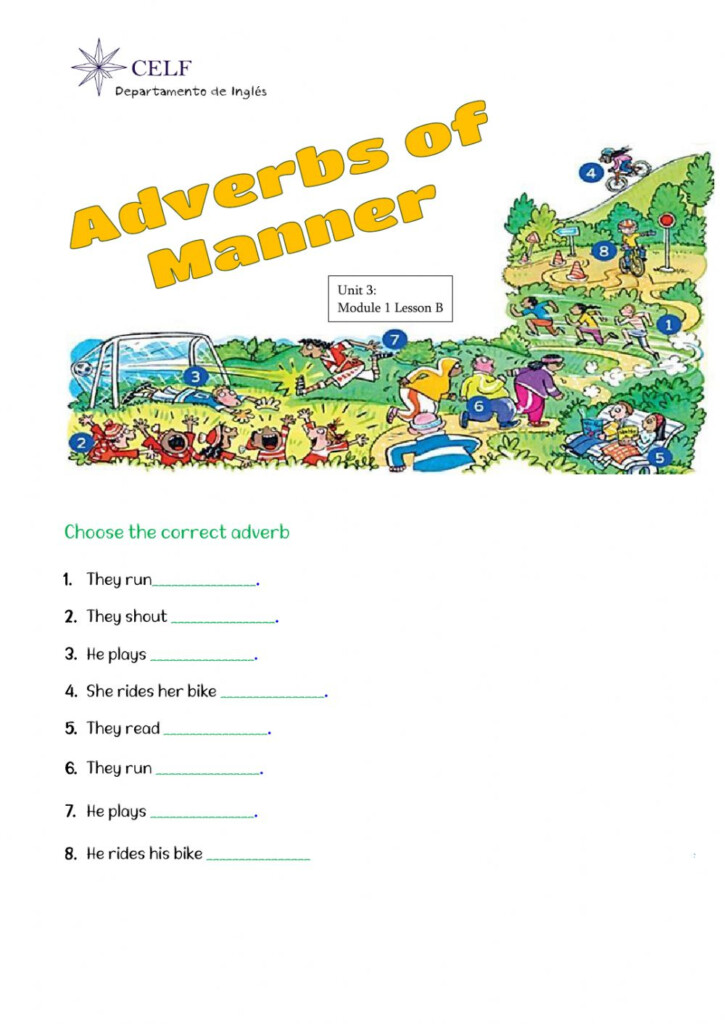 Adverbs Of Manner Interactive Exercise For 6th Grade