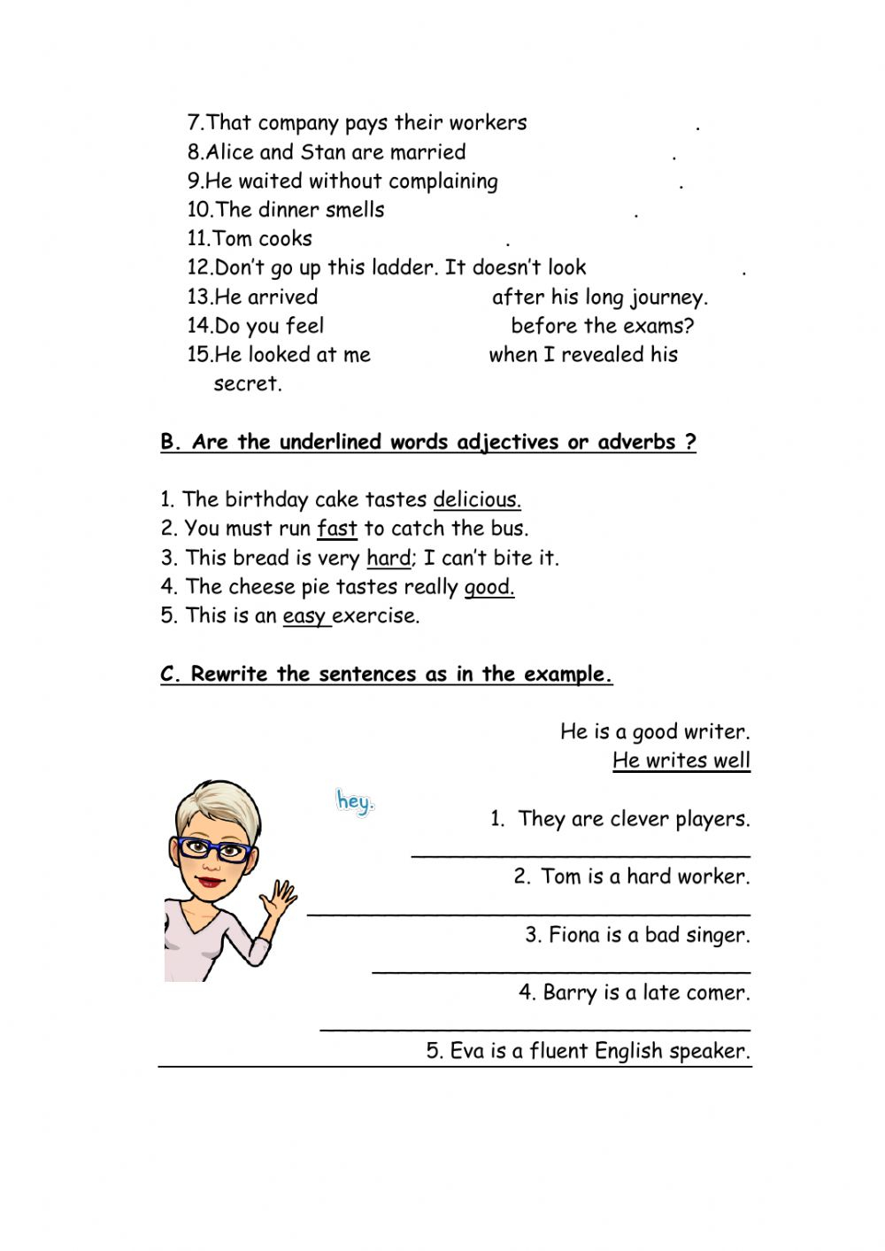 Adverbs Of Manner Worksheet For Grade 3 Pre intermediate