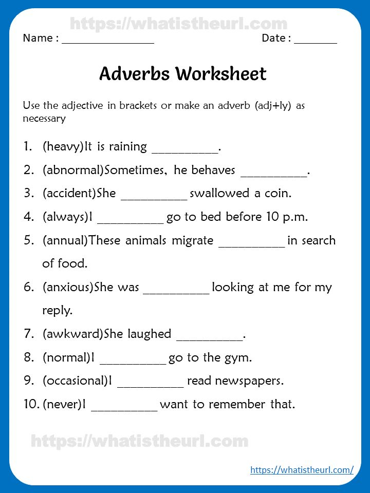 Adverbs Worksheets For 4th Grade Adverbs Worksheet Adverbs English 