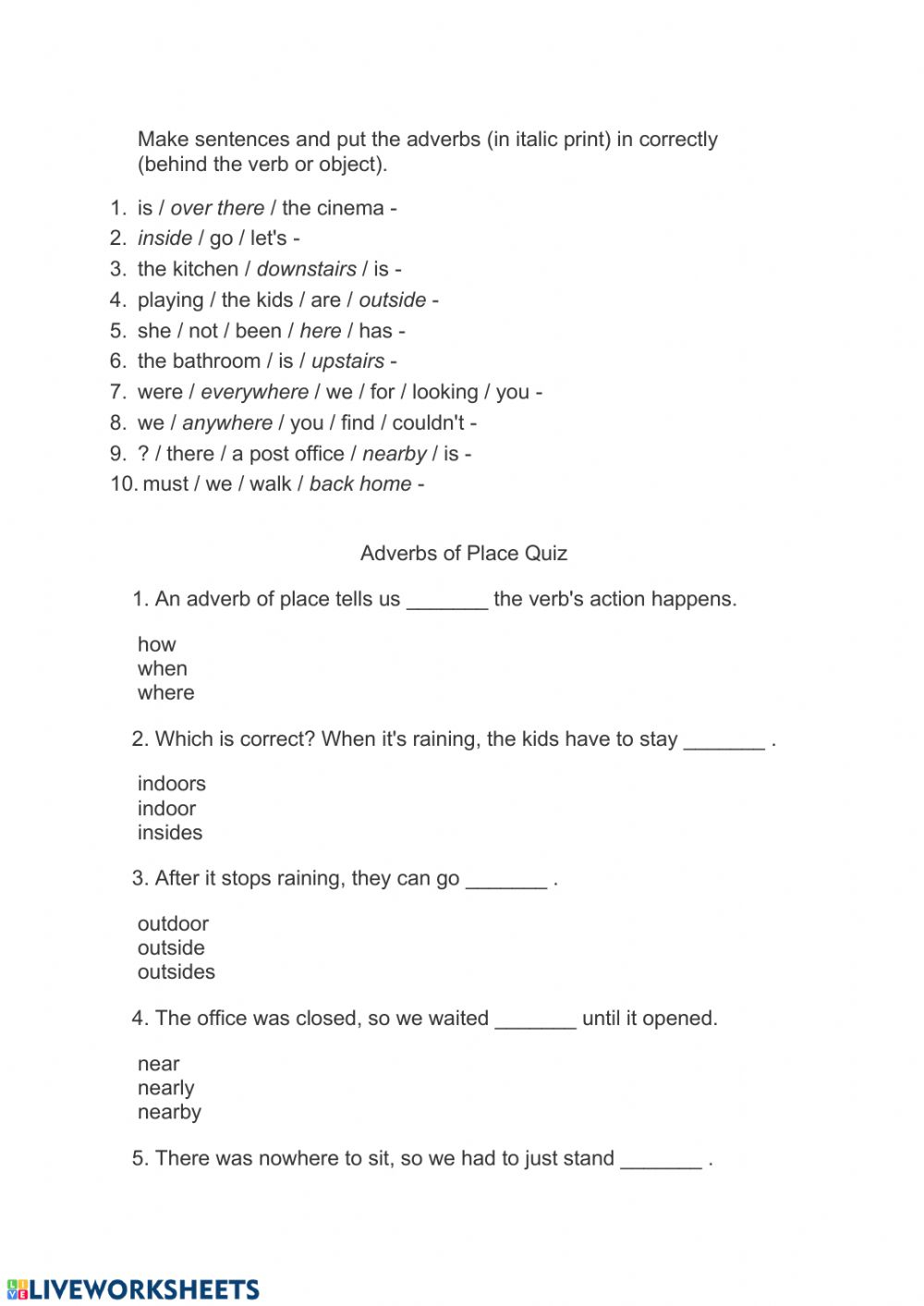 Adverbs Worksheets For 4th Grade Your Home Teacher 4th Grade