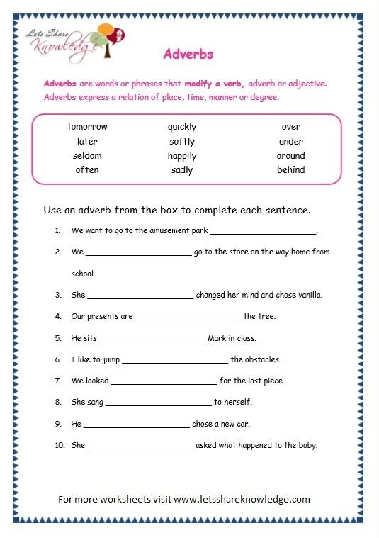 Adverbs Worksheets For Grade 5 Adverbs Worksheet English Grammar