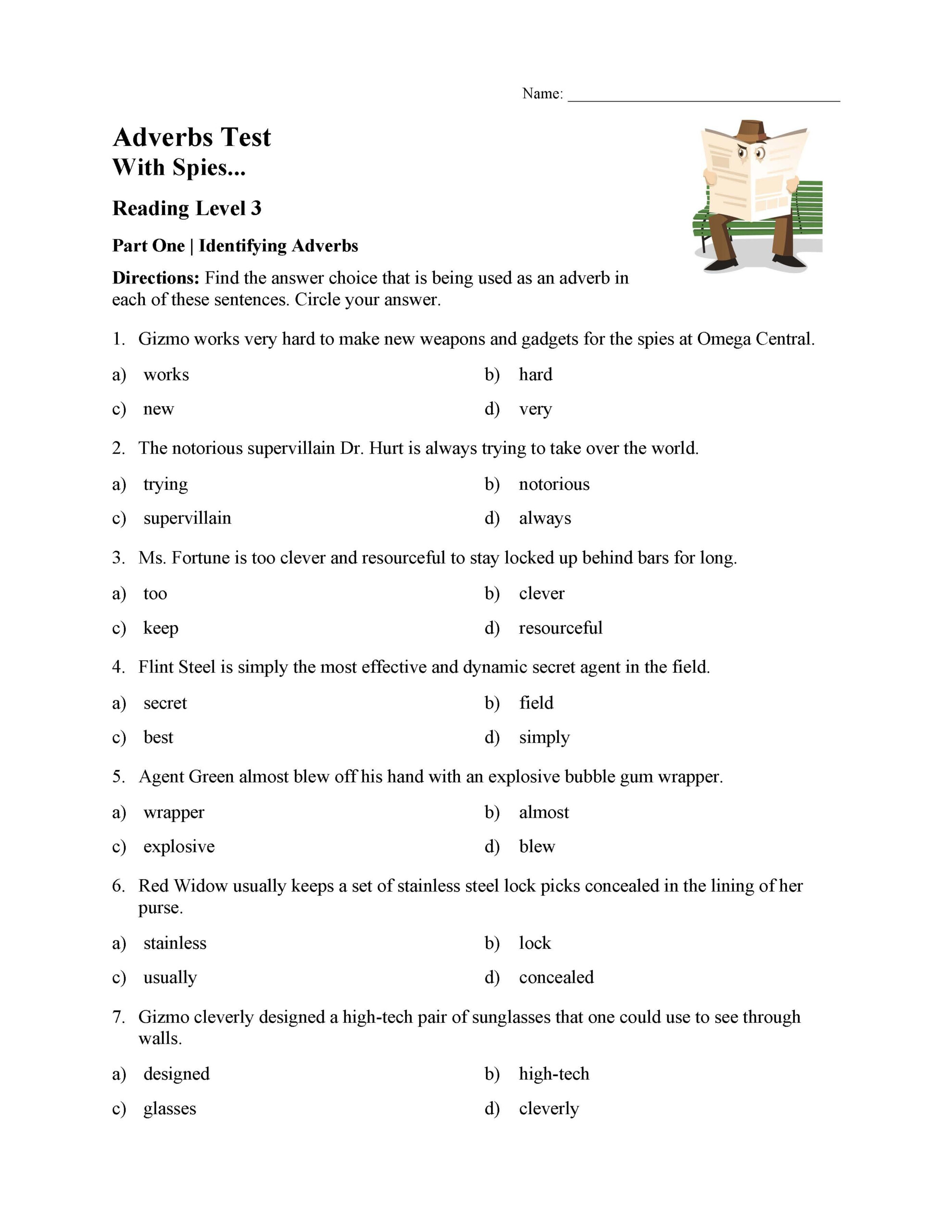 Identifying Adverbs Worksheet Grade 4 AdverbWorksheets