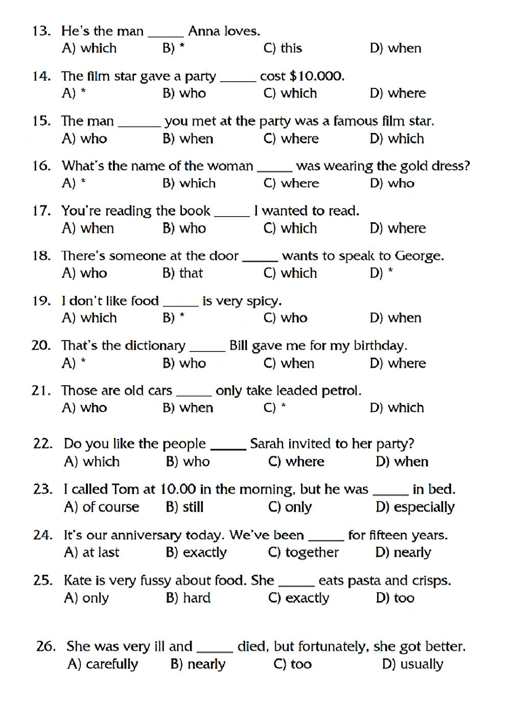 Relative Pronouns And Adverbs Worksheet Pdf
